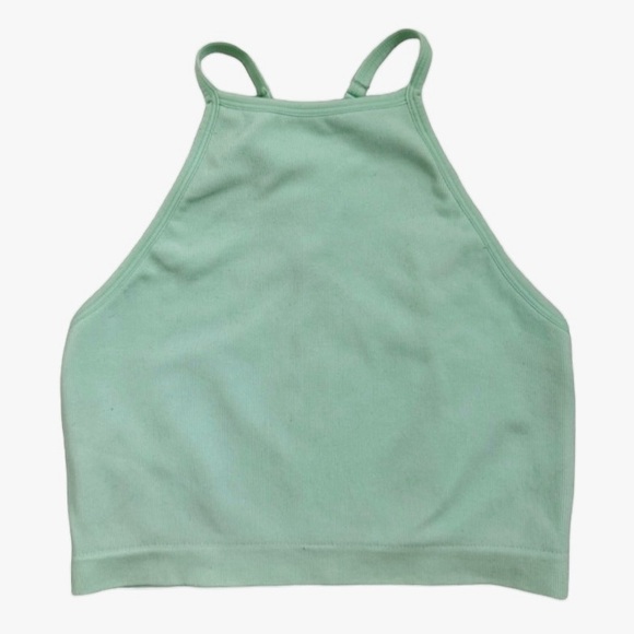 Forever 21 Tops - Forever 21 Women High Neck Ribbed Knit Adjustable Strap Cropped Tank Top Size L